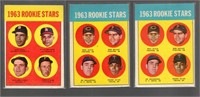 Lot of 3 1963 Rookie Stars Cards