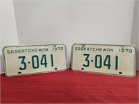 (2) 1970 Saskatchewan License Plates