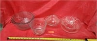 Assorted Glass serving and mixing bowls