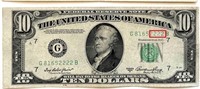 $10 FRN ,1950A Chicago,Fancy SN,ERROR. US10R