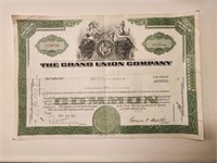 1963 The Grand Union Co. Stock 10 shares.2S17