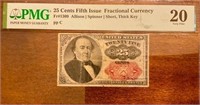 25 Cents Fifth Issue Fractional Currency,PMG 20 VF