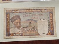Algeria TUNISIA WWII 100 francs 21-4-194.TN5