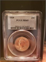 AMERICAN Silver Quarter Rare 1939 PCGS MS65