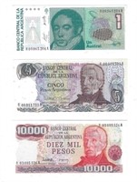 Argentina 1,5,10,000 Pesos Replacement Notes.RA6