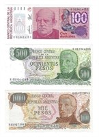 Argentina 100,500,1000 Pesos Replacement Notes.RA4