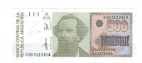 Argentina 500 Pesos Replacement Notes prefix R.RA9