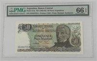 Argentina 50 Pesos,PMG 66 Fancy SN+Gift! ArAz