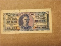 British Government of Ceylon 10 Cents 1942 VF