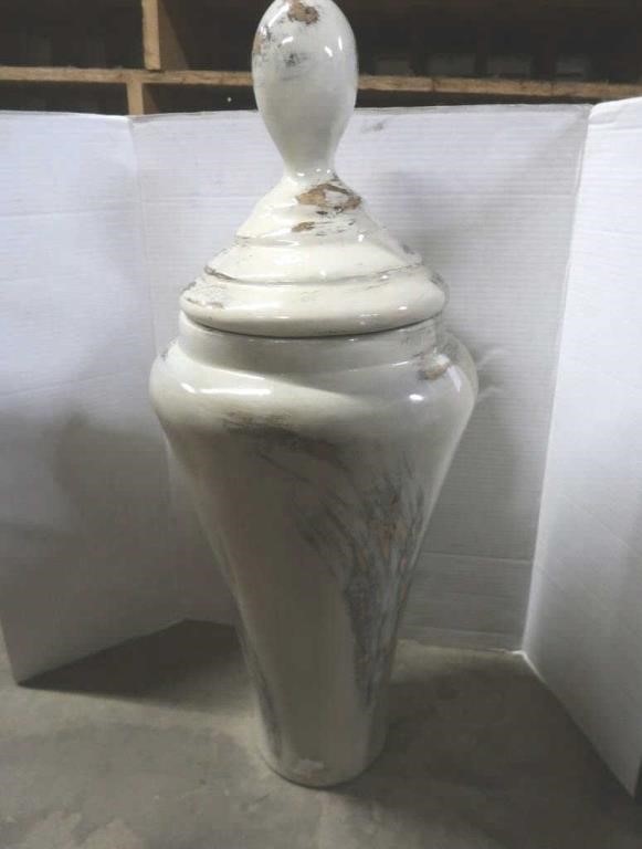 Ceramic Vase w/Lid 30"h