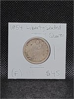 1854 Seated Liberty Quarter w/ arrows