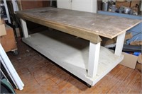 Large Work Bench on Wheels 24 x 38 1/2 x 94