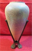 Decorative Pottery Vase Iron Metal Base Deco Style