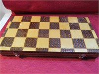Hand Carved Wood Chess Board & Pieces 12 Inch SQ