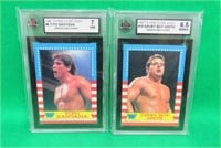 2x KSA Graded WWF Wrestling 1987 OPC Cards Tito