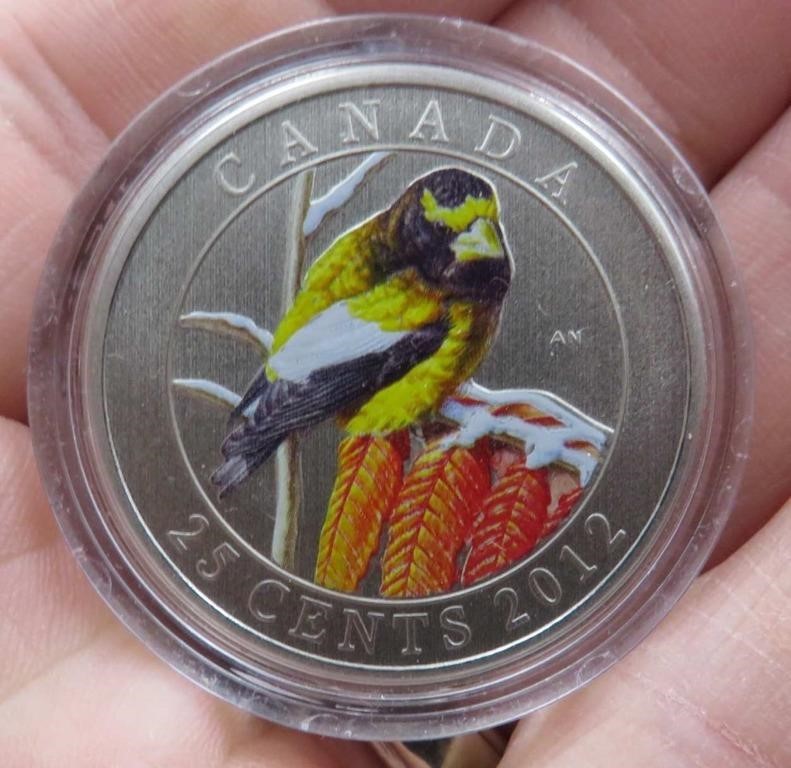 2012 Canada Mint 25 Cent Evening Groseak Coin