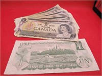 1973 Lot 10 Canada 1 Dollar Bills Bank Notes