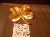 4-Leaf Clover; 24kt Gold Plated