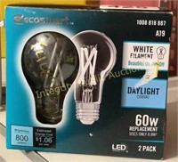 Ecosmart 60W LED White Filament Bulbs A19
