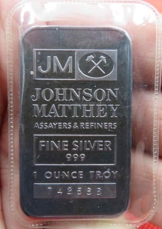 Silver Bar 99.9% Troy Ounce Johnson Mathey