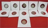 1950-60's Lot 11 Canada Silver Dimes Old Coins