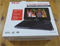 9" Portable DVD Player AKAI In Original Box CD DVD