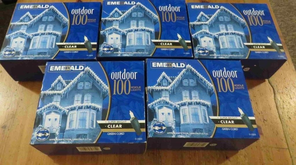 5x Boxes 100 Outdoor Icicle Lights Clear 500 Total