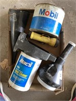 Funnels, Hand Cleaner, Mobil Oil Can, Flashlight