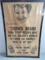 Crown Brand Corn Syrup Advertsing Poster Laminated