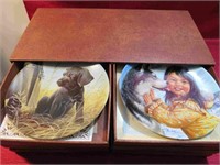 Wildlife Lot 8 Collector Plates w Cabinet Native++