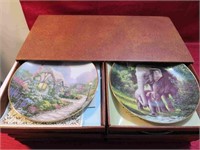 Wildlife & Dogs Lot 8 Collector Plates w Cabinet