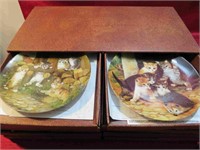 Cats & Kittens Lot 8 Collector Plates w Cabinet