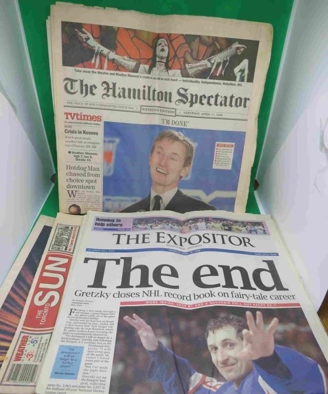 5x Newspapers Wayne Gretzky Retirement Y2K +++