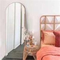 Arched Wood Framed Floor Mirror