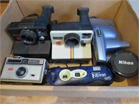 Camera Box Lot Polaroid Kodak & Nikon Lens MORE
