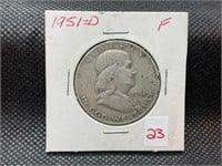 1951D Franklin half dollar