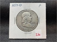 1953 D Franklin half dollar