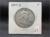 1954 D Franklin half dollar