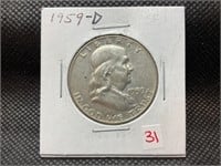 1959 D Franklin half dollar