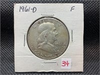 1961D Franklin half dollar