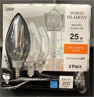 Feit Electric 25W White Filament Bulbs B10/E12