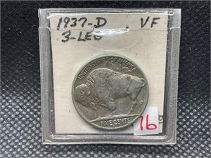 1937 D 3 leg buffalo nickel