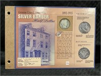 1911 silver barber half dollar on United States