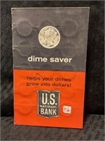 11 Silver dimes in US national Bank dime saver
