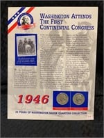 1946 Washington silver quarter and stamp set -