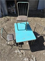 Vintage Metal Kid's Table & 3 Chairs