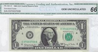 US$1 FRN Fancy SN ,Gem 66. U5Cf