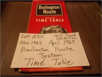1963-64 Burlington Route RR Timetable
