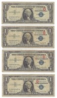 US$1 Silver Certificate Series 1957B x4  F.FN39?