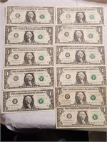 USA $1 STAR X11 different cities Fancy SN.H11b